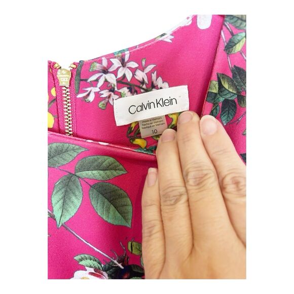 Calvin Klein Sleeveless A-Line Dress Pink Pockets Sz 10 Career - Picture 3 of 5